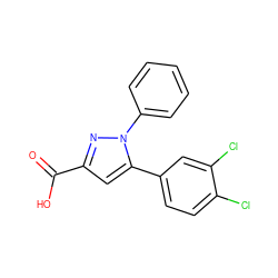 O=C(O)c1cc(-c2ccc(Cl)c(Cl)c2)n(-c2ccccc2)n1 ZINC000005685247