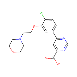 O=C(O)c1cc(-c2ccc(Cl)c(OCCN3CCOCC3)c2)ncn1 ZINC000145267003