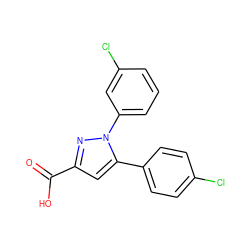 O=C(O)c1cc(-c2ccc(Cl)cc2)n(-c2cccc(Cl)c2)n1 ZINC000005671220