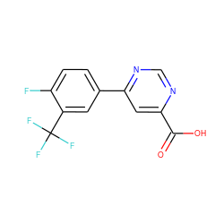 O=C(O)c1cc(-c2ccc(F)c(C(F)(F)F)c2)ncn1 ZINC000117587359