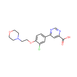 O=C(O)c1cc(-c2ccc(OCCN3CCOCC3)c(Cl)c2)ncn1 ZINC000206202346