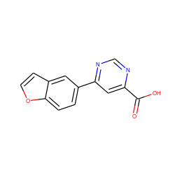 O=C(O)c1cc(-c2ccc3occc3c2)ncn1 ZINC000212470452