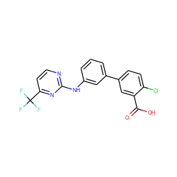 O=C(O)c1cc(-c2cccc(Nc3nccc(C(F)(F)F)n3)c2)ccc1Cl ZINC001772628168