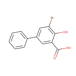 O=C(O)c1cc(-c2ccccc2)cc(Br)c1O ZINC000001701218