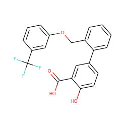 O=C(O)c1cc(-c2ccccc2COc2cccc(C(F)(F)F)c2)ccc1O ZINC000103239708