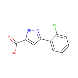 O=C(O)c1cc(-c2ccccc2Cl)n[nH]1 ZINC000004992727