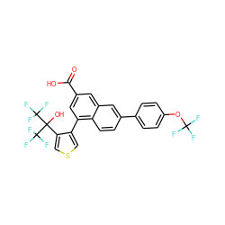 O=C(O)c1cc(-c2cscc2C(O)(C(F)(F)F)C(F)(F)F)c2ccc(-c3ccc(OC(F)(F)F)cc3)cc2c1 ZINC000071316835