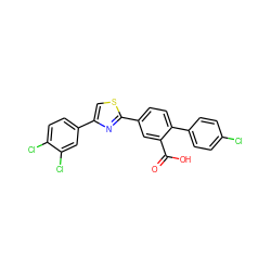 O=C(O)c1cc(-c2nc(-c3ccc(Cl)c(Cl)c3)cs2)ccc1-c1ccc(Cl)cc1 ZINC000219600544