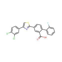 O=C(O)c1cc(-c2nc(-c3ccc(Cl)c(Cl)c3)cs2)ccc1-c1ccccc1F ZINC000219599722