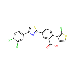 O=C(O)c1cc(-c2nc(-c3ccc(Cl)c(Cl)c3)cs2)ccc1-c1ccsc1Cl ZINC000219600332