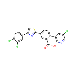 O=C(O)c1cc(-c2nc(-c3ccc(Cl)c(Cl)c3)cs2)ccc1-c1cncc(Cl)c1 ZINC000219597219