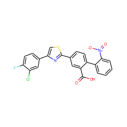 O=C(O)c1cc(-c2nc(-c3ccc(F)c(Cl)c3)cs2)ccc1-c1ccccc1[N+](=O)[O-] ZINC000204999624