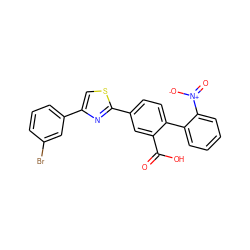 O=C(O)c1cc(-c2nc(-c3cccc(Br)c3)cs2)ccc1-c1ccccc1[N+](=O)[O-] ZINC000205009006