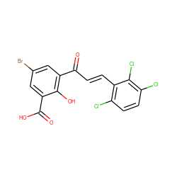 O=C(O)c1cc(Br)cc(C(=O)/C=C/c2c(Cl)ccc(Cl)c2Cl)c1O ZINC000066074923