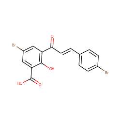 O=C(O)c1cc(Br)cc(C(=O)/C=C/c2ccc(Br)cc2)c1O ZINC000066074349