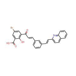 O=C(O)c1cc(Br)cc(C(=O)/C=C/c2cccc(/C=C/c3ccc4ccccc4n3)c2)c1O ZINC000026020164