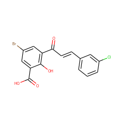 O=C(O)c1cc(Br)cc(C(=O)/C=C/c2cccc(Cl)c2)c1O ZINC000066075794