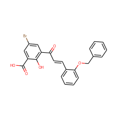 O=C(O)c1cc(Br)cc(C(=O)/C=C/c2ccccc2OCc2ccccc2)c1O ZINC000066079051