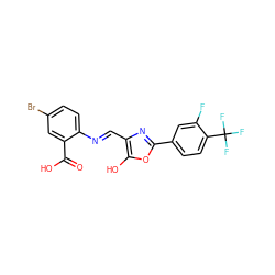 O=C(O)c1cc(Br)ccc1/N=C/c1nc(-c2ccc(C(F)(F)F)c(F)c2)oc1O ZINC000012421502