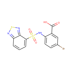 O=C(O)c1cc(Br)ccc1NS(=O)(=O)c1cccc2nsnc12 ZINC000000715914