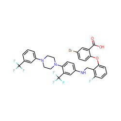 O=C(O)c1cc(Br)ccc1Oc1cccc(F)c1CNc1ccc(N2CCN(c3cccc(C(F)(F)F)c3)CC2)c(C(F)(F)F)c1 ZINC000027864482