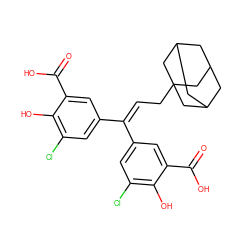 O=C(O)c1cc(C(=CCC23CC4CC(CC(C4)C2)C3)c2cc(Cl)c(O)c(C(=O)O)c2)cc(Cl)c1O ZINC000005811267