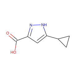 O=C(O)c1cc(C2CC2)[nH]n1 ZINC000004674343