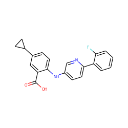 O=C(O)c1cc(C2CC2)ccc1Nc1ccc(-c2ccccc2F)nc1 ZINC000113898645