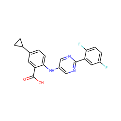 O=C(O)c1cc(C2CC2)ccc1Nc1cnc(-c2cc(F)ccc2F)nc1 ZINC000113898725