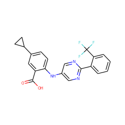 O=C(O)c1cc(C2CC2)ccc1Nc1cnc(-c2ccccc2C(F)(F)F)nc1 ZINC000113354319