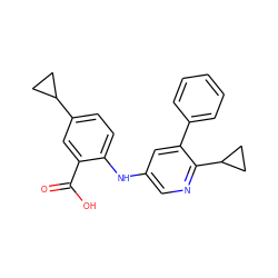 O=C(O)c1cc(C2CC2)ccc1Nc1cnc(C2CC2)c(-c2ccccc2)c1 ZINC000113898696