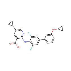 O=C(O)c1cc(C2CC2)cnc1Nc1c(F)cc(-c2cccc(OC3CC3)c2)cc1F ZINC000103277448