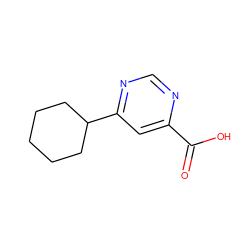 O=C(O)c1cc(C2CCCCC2)ncn1 ZINC000107147496