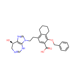 O=C(O)c1cc(CCn2cnc3c2NC=NC[C@H]3O)c2c(c1OCc1ccccc1)CCCC2 ZINC000013861930