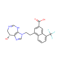 O=C(O)c1cc(CCn2cnc3c2NC=NC[C@H]3O)c2cccc(C(F)(F)F)c2c1 ZINC000013861921