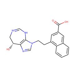 O=C(O)c1cc(CCn2cnc3c2NC=NC[C@H]3O)c2ccccc2c1 ZINC000013861919