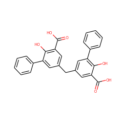 O=C(O)c1cc(Cc2cc(C(=O)O)c(O)c(-c3ccccc3)c2)cc(-c2ccccc2)c1O ZINC000028650517