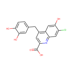 O=C(O)c1cc(Cc2ccc(O)c(O)c2)c2cc(O)c(Cl)cc2n1 ZINC000013490179