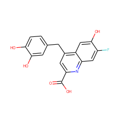 O=C(O)c1cc(Cc2ccc(O)c(O)c2)c2cc(O)c(F)cc2n1 ZINC000013490178