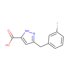 O=C(O)c1cc(Cc2cccc(F)c2)n[nH]1 ZINC000028948726