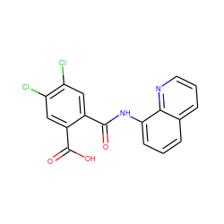 O=C(O)c1cc(Cl)c(Cl)cc1C(=O)Nc1cccc2cccnc12 ZINC000000803257