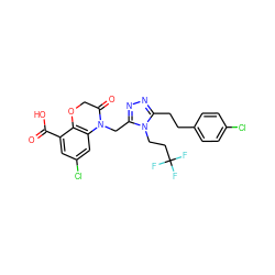 O=C(O)c1cc(Cl)cc2c1OCC(=O)N2Cc1nnc(CCc2ccc(Cl)cc2)n1CCC(F)(F)F ZINC000071333885