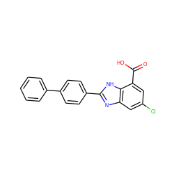 O=C(O)c1cc(Cl)cc2nc(-c3ccc(-c4ccccc4)cc3)[nH]c12 ZINC000113982037