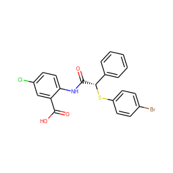 O=C(O)c1cc(Cl)ccc1NC(=O)[C@@H](Sc1ccc(Br)cc1)c1ccccc1 ZINC000096283162