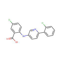 O=C(O)c1cc(Cl)ccc1Nc1ccc(-c2ccccc2Cl)nc1 ZINC000113898634