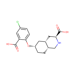 O=C(O)c1cc(Cl)ccc1O[C@H]1CC[C@H]2CN[C@H](C(=O)O)C[C@H]2C1 ZINC000034281452