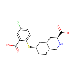 O=C(O)c1cc(Cl)ccc1S[C@H]1CC[C@H]2CN[C@H](C(=O)O)C[C@H]2C1 ZINC000034338047