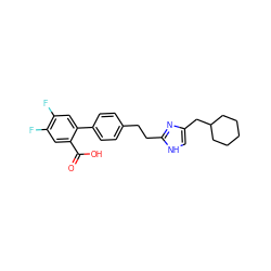 O=C(O)c1cc(F)c(F)cc1-c1ccc(CCc2nc(CC3CCCCC3)c[nH]2)cc1 ZINC000049071186