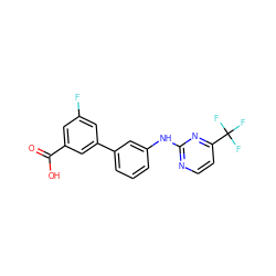 O=C(O)c1cc(F)cc(-c2cccc(Nc3nccc(C(F)(F)F)n3)c2)c1 ZINC000211030050