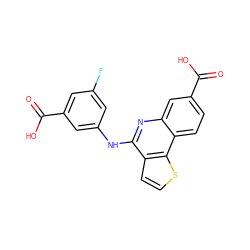 O=C(O)c1cc(F)cc(Nc2nc3cc(C(=O)O)ccc3c3sccc23)c1 ZINC000167768422